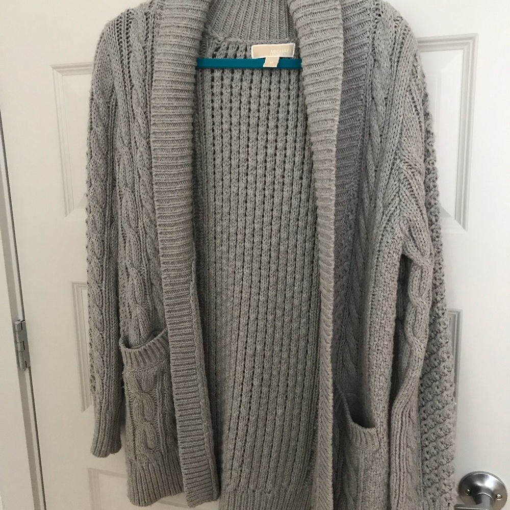 Michael Kors Gray Cable Knit Cardigan - Picture 4 of 8